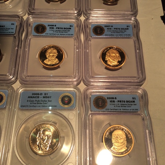 Valuable 20 ANACS & ICG Graded MS67 & Proof 70 Deep Cam Presidential Dollars Set - Picture 2 of 16